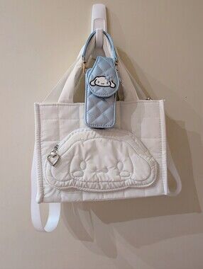 Genuine Sanrio Cinnamoroll Quilted Puffer Mini Tote w/ Hand Sani/Lipgloss Pouch